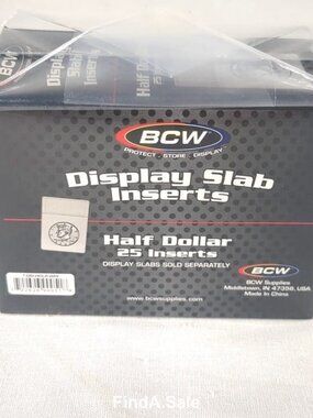 BCW Display Slab Inserts, Half Dollar, 25-Count